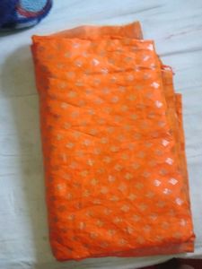 Orange Saree with Silver Detail
