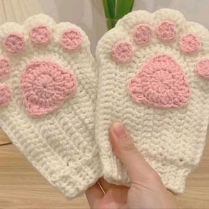 Cute Cat Paw Fingerless Gloves