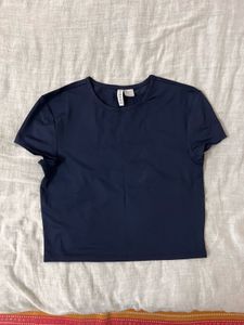 Navy Blue Cropped T-Shirt