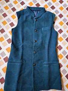 Men Solid Terry Ethnic Jacket