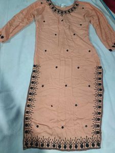 Peach Embroidered Kurti