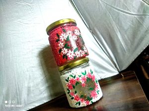 Hand-Painted Floral Jars (Set of 2)