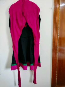 Black Pink Green Anarkali Suit