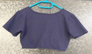 Navy Blue Crop Top