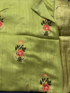 Floral Print Green Saree