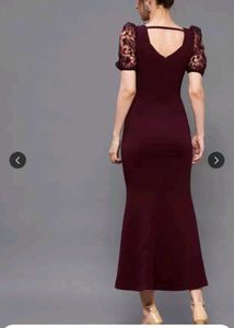 Elegant Maroon Lace Dress