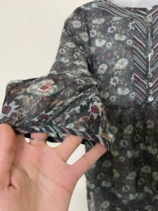 ZARA BASIC blouse top semi sheer