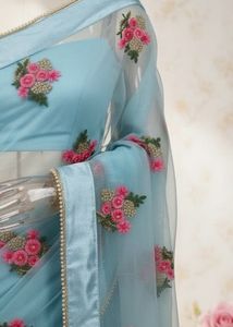 Elegant Embroidered Saree with Stiched blouse