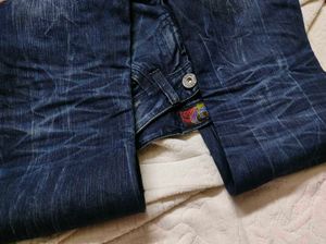 Vintage Studded Dark Wash Textured Flare Denim