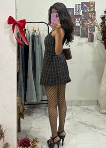 Cute Plaid Romper Checkered Dress
