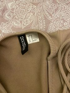 Cute Beige Tie-Front Top