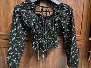 Floral Print Tie Front Top