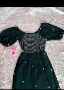 Green Puff Sleeve Maxi Dress