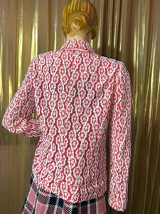 Red &amp; White Patterned Blazer  2dec8