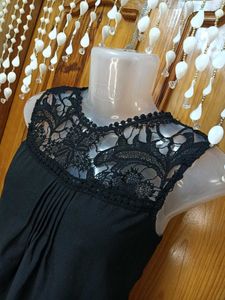 Black Embroidered Formal Tops
