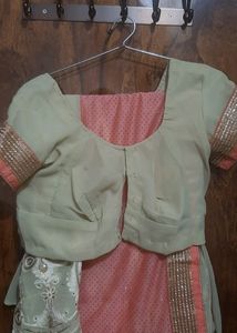 Beautiful Peachy Pink Saree with embroidery