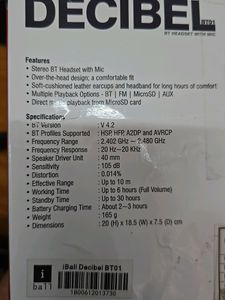 I Ball Decibel  Bluetooth Headset