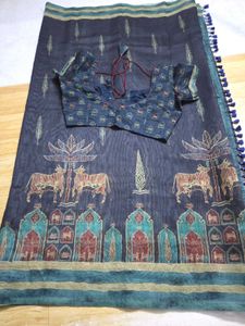 Ajrakh Pichwai Printed Saree For Office Wear