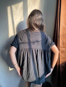 Black V-Neck Babydoll Top