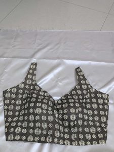 Grey Blouse With Sleeves Attached Inside