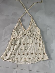 Embellished Halter Top