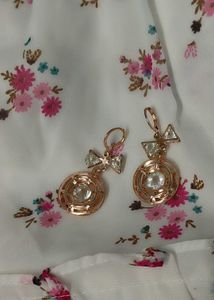 Bow Accent Circle Drop Earrings