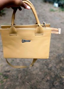 Tan Leather Top Handle Bag