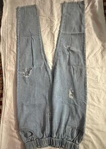 Distressed Light Wash Jogger Jeans, fits upto26-30