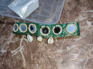 Boho Chic Green Mirror Seashell Headband