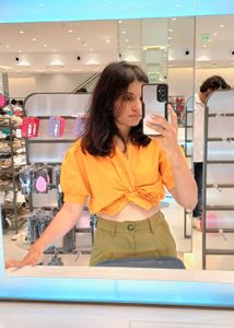 Stylish Yellow Twist-Front Top