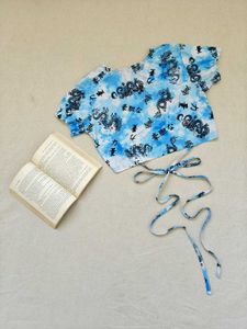 Dragon Print Tie Back Crop Top