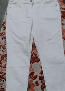Women White Crop Jeans Casual Wear