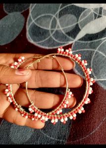 big size Beaded Hoop Earrings