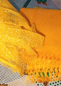 Yellow Net Saree