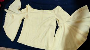 Lime Yellow Off Shoulder Top For Womans
