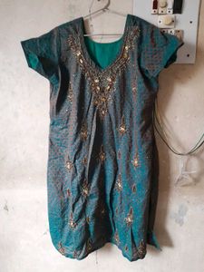 Green Embellished Kurti Set