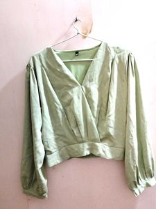 Sage Green Wrap Top