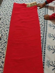 Red &amp; Gold Saree Fabric