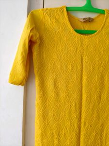 Mustard Yellow Straight Kurti