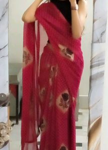 Elegant Pink &amp; Brown Saree
