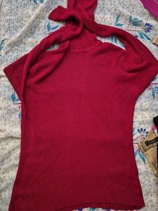 Red Ribbed Knit Turtleneck