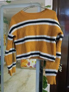 Striped Knit Crop Sweater