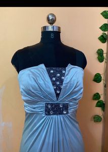 Elegant Silver Evening Gown