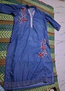Embroidered Denim Tunic
