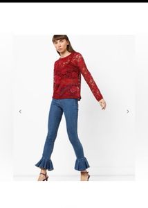 ONLYLace Top with Ribbed Hem