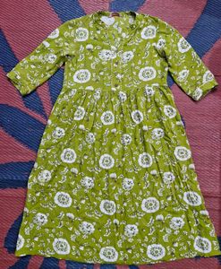 Green Floral Print Midi Dress