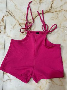 Hot Pink Tie-Strap Shorts