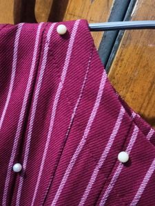 Red Peplum Top With Pearls