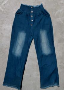 Blue Denim High Waist Pants