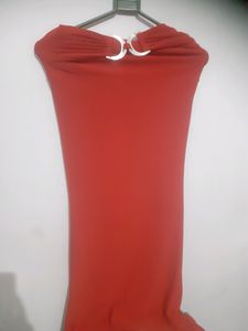 Long Stretchable Fishcut Skirt Red Color